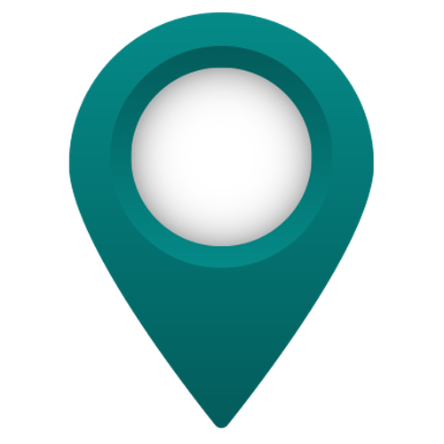 Dark teal generic map pin for the Hey/I AI map