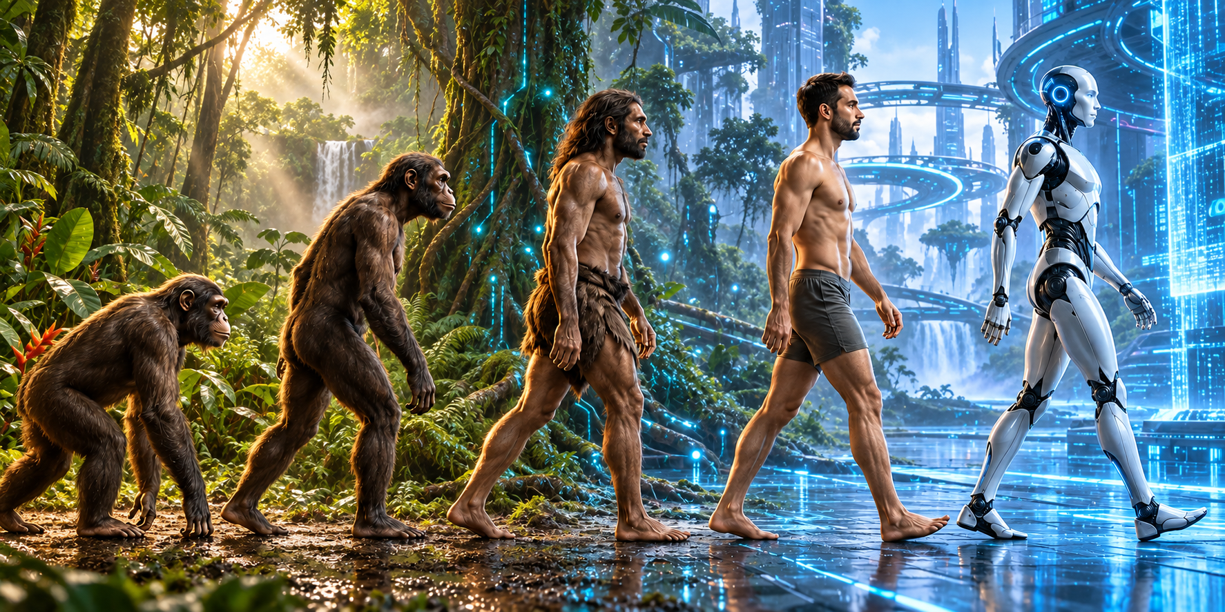 From ape to AI: the evolution of intelligence on the cover of Hey/I Episode 0 by Beep Digital